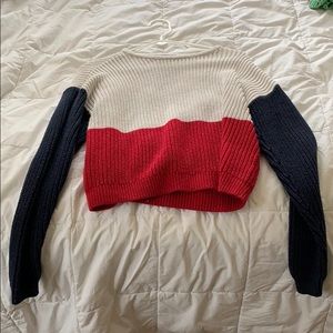 cropped colorblock sweater
